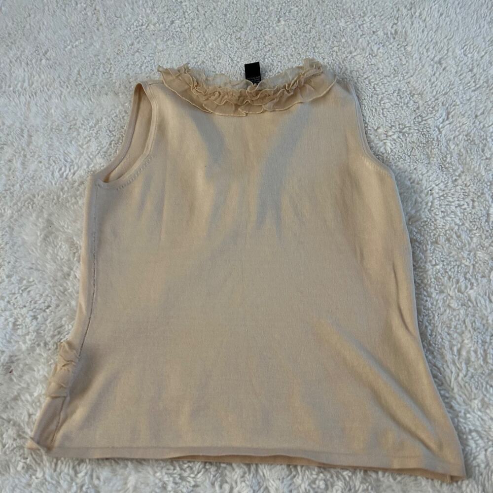August Silk VTG Y2K Womens Silk Ruffle Top Quiet Luxury Capsule Minimalist Sz L - Picture 2 of 5